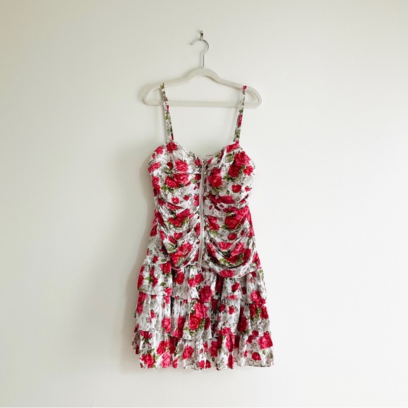 Y2K Floral Mini Ruffle Dress - Picture 1 of 4